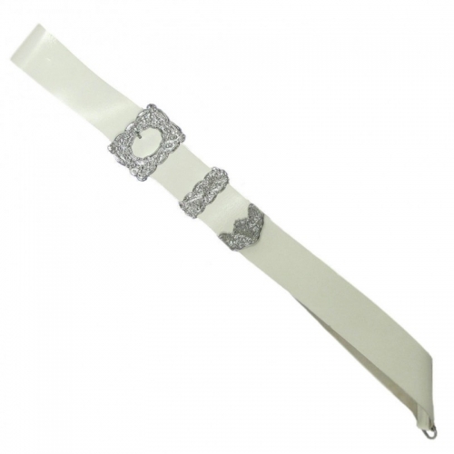 Drummer Cross belt White leather with nickel Thistle Design