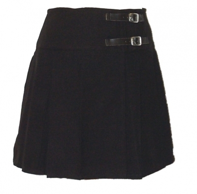 Plaid Plain Black Fabric Hipster Skirt
