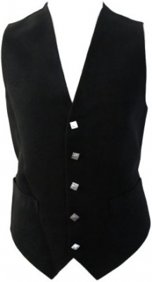 Mens Plain Black Waistcoat (Vest)