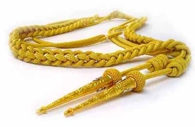 Gold coloured Aiguillette with gold tags