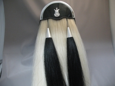 Horse Hair Sporran 2 Black tassels White body St Andrew Badge