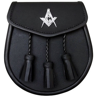 Sporrans Black Leather Masonic Badge 3 tassels