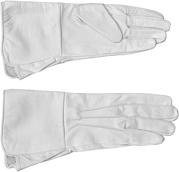 Drum majors Gauntlet Glove White Leather