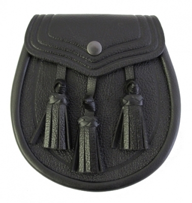 Sporrans Black Grained leather 3 Leather Tassels
