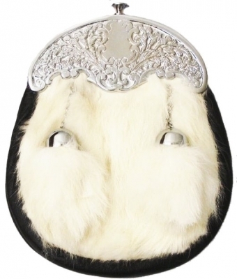 Boy Sporrans white rabbit fur Thistle Cantle Top front