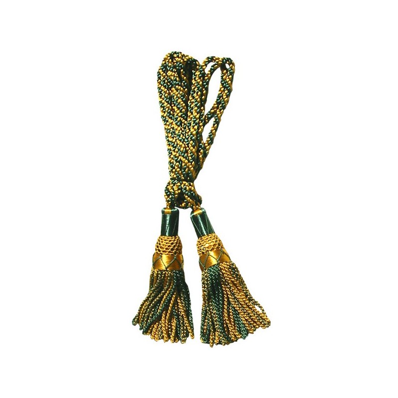 Bagpipe Drone Cord Silk Green & Gold hand made