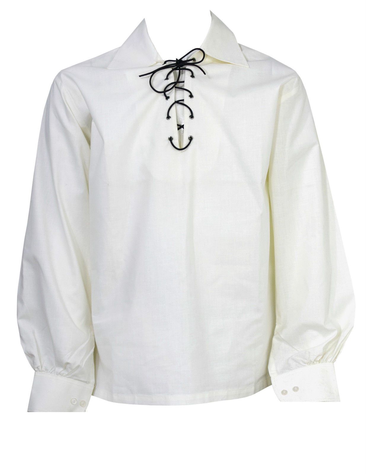 Jacobite Highland Shirt Open neck with leather thong lace up