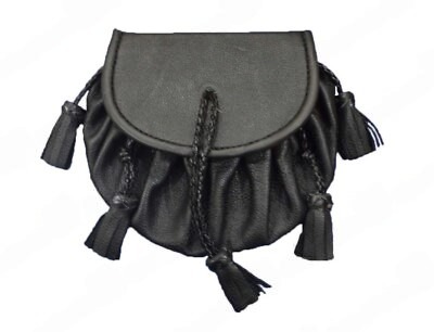 Rob Roy’s Versatile Black Sporran with Leather Thong Tassels