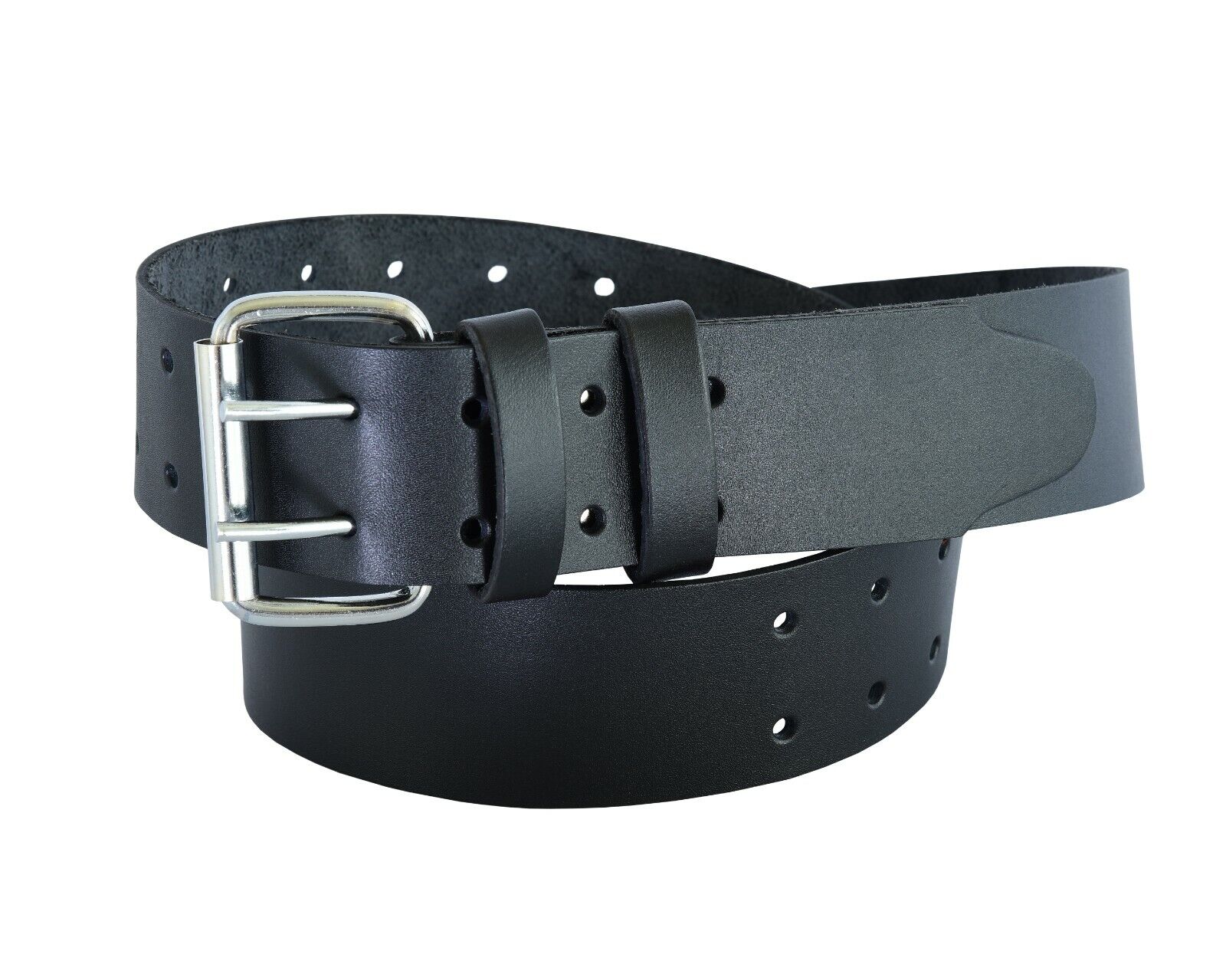 Utility Kilt Belt black leather Sturdy two prong buckle Plain