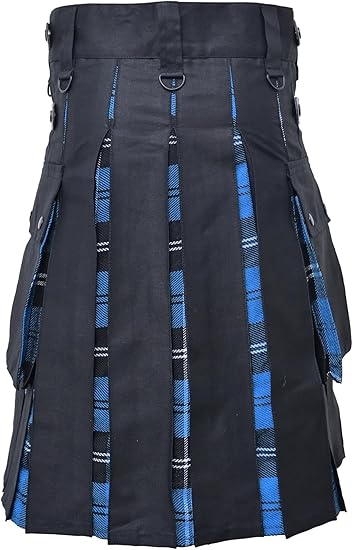 Blue Ramsay Tartan Hybrid Kilt Cotton Jeans Modern Box Pleated