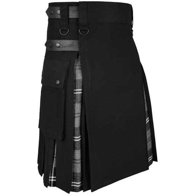 Granite Tartan Hybrid Kilt — Box-Pleated Modern Highland