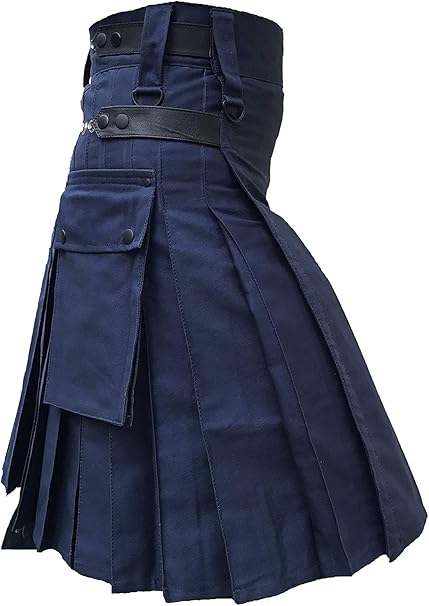 Kilt for Men |  Navy Utility Kilt | Cotton Cargo Pockets